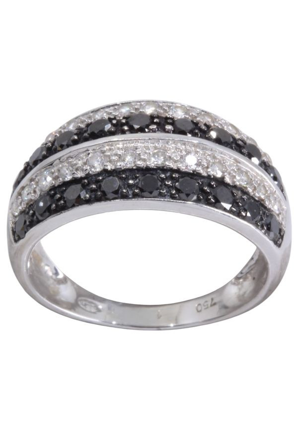 bague or blanc diamant noir